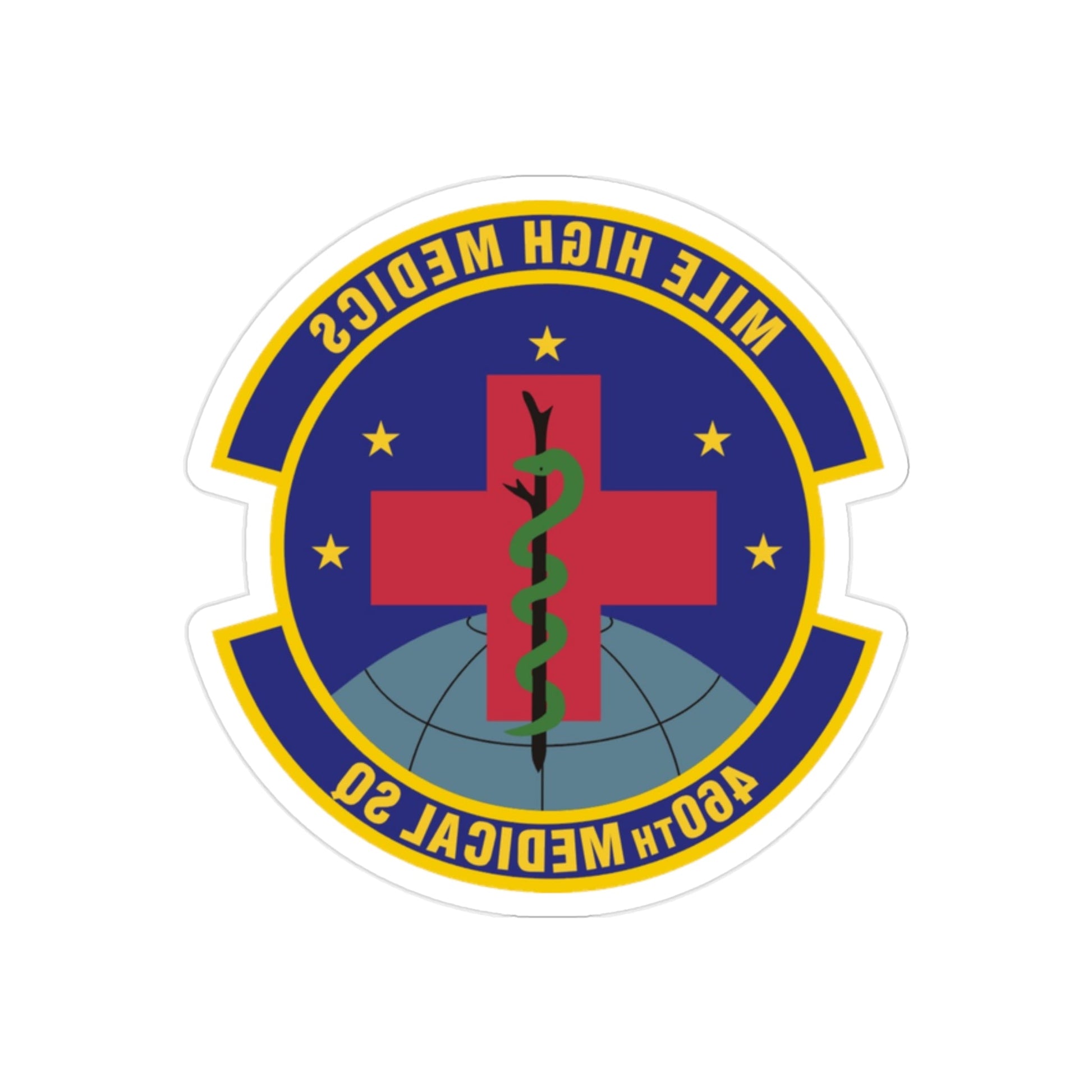 460th Medical Squadron (U.S. Air Force) REVERSE PRINT Transparent STICKER-2" × 2"-The Sticker Space