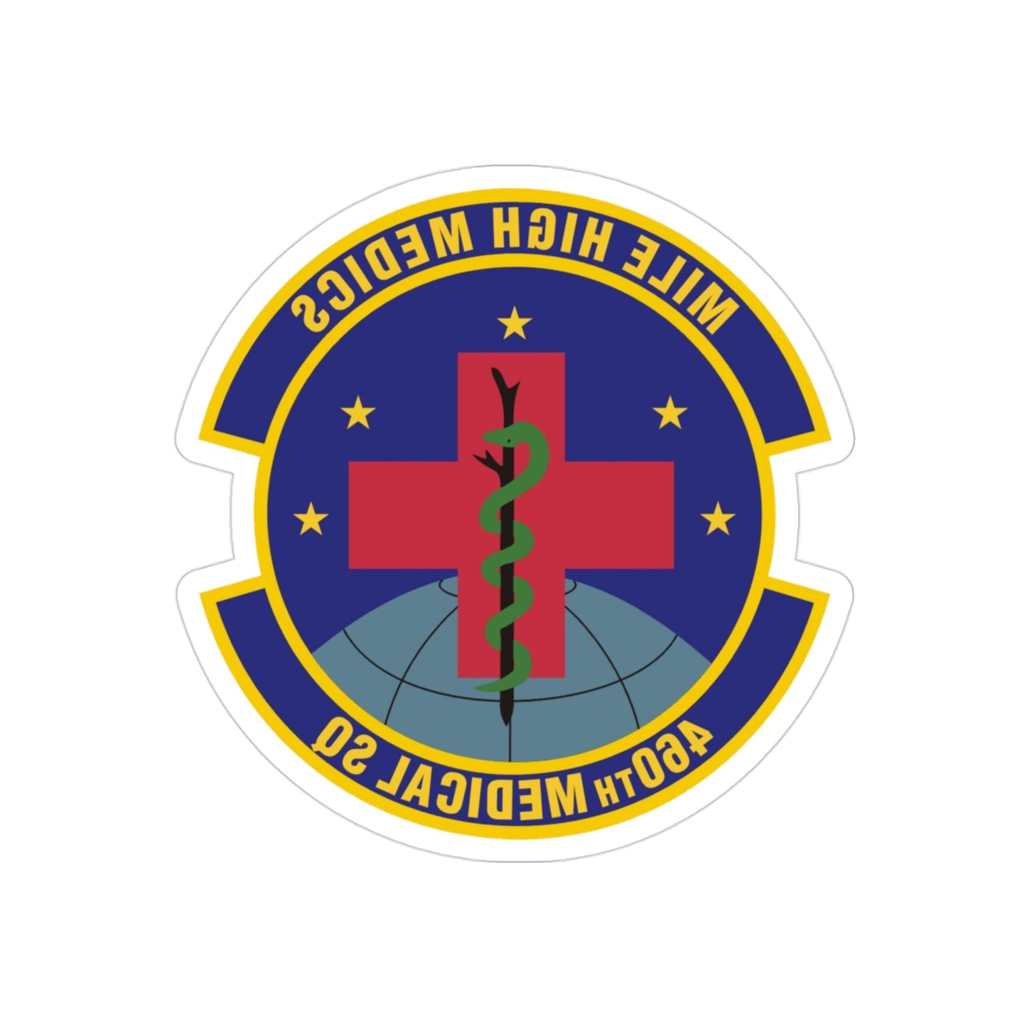 460th Medical Squadron (U.S. Air Force) REVERSE PRINT Transparent STICKER-3" × 3"-The Sticker Space