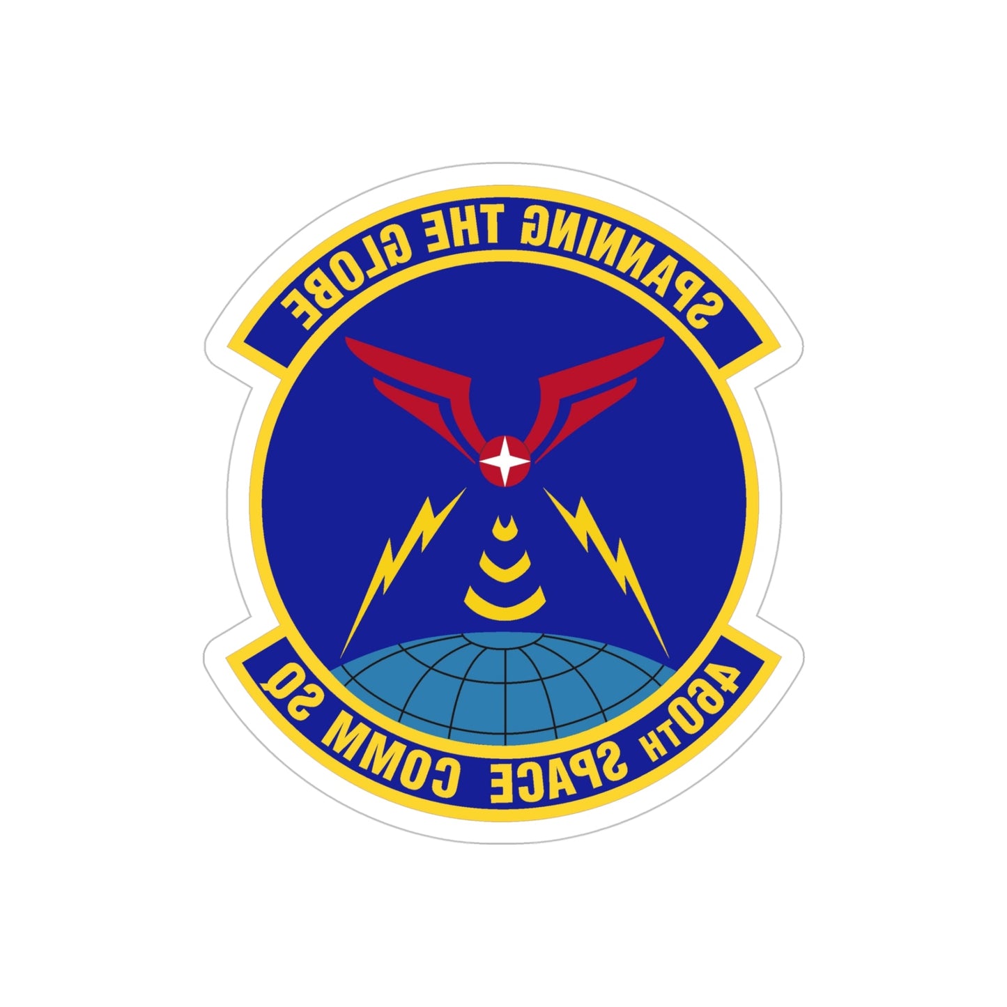 460th Space Communications Squadron (U.S. Air Force) REVERSE PRINT Transparent STICKER-5" × 5"-The Sticker Space