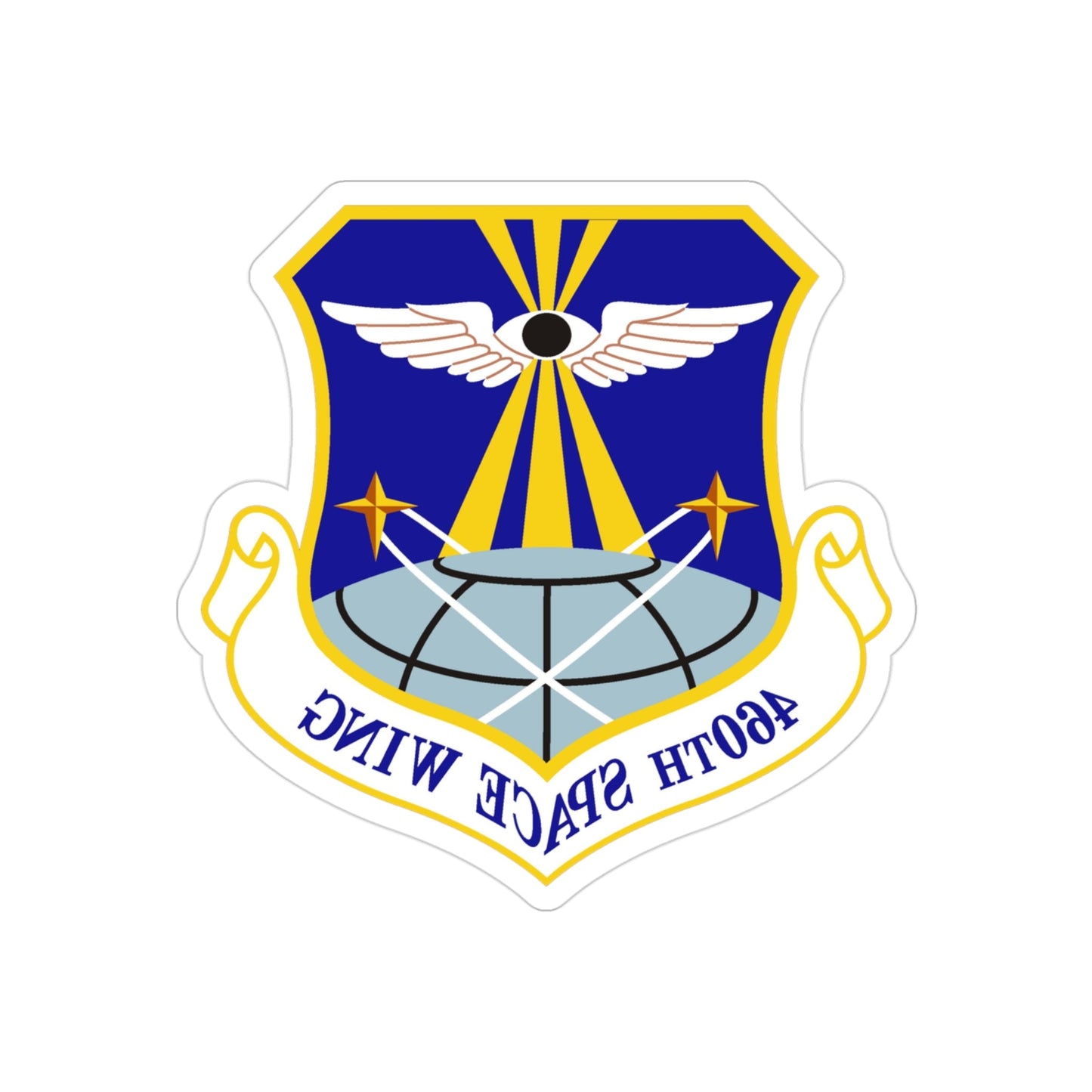 460th Space Wing (U.S. Air Force) REVERSE PRINT Transparent STICKER-3" × 3"-The Sticker Space