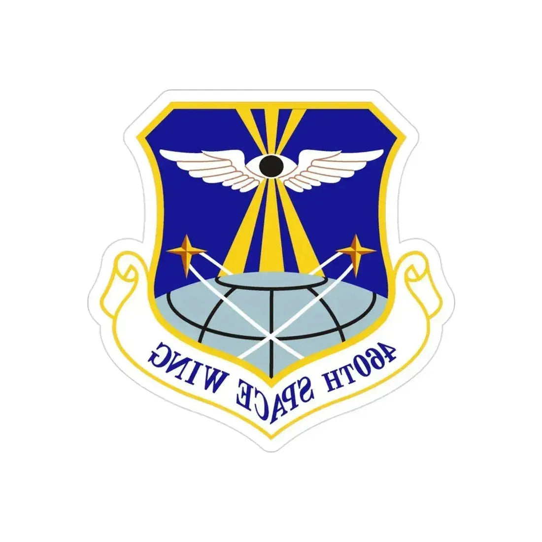 460th Space Wing (U.S. Air Force) REVERSE PRINT Transparent Die-Cut STICKER 3 Inch Die-Cut Transparent - The Sticker Space