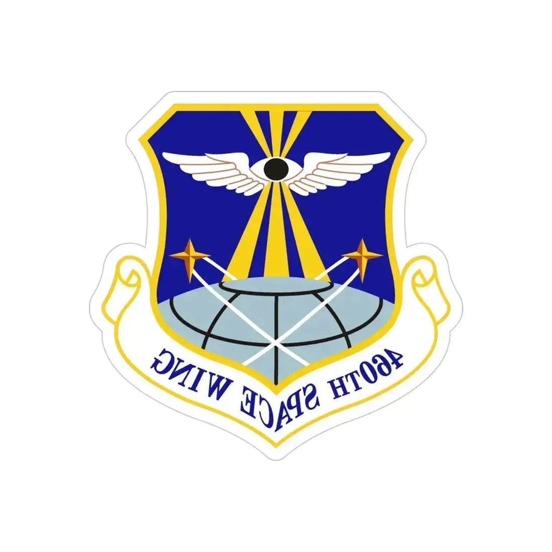 460th Space Wing (U.S. Air Force) REVERSE PRINT Transparent Die-Cut STICKER 4 Inch Die-Cut Transparent - The Sticker Space