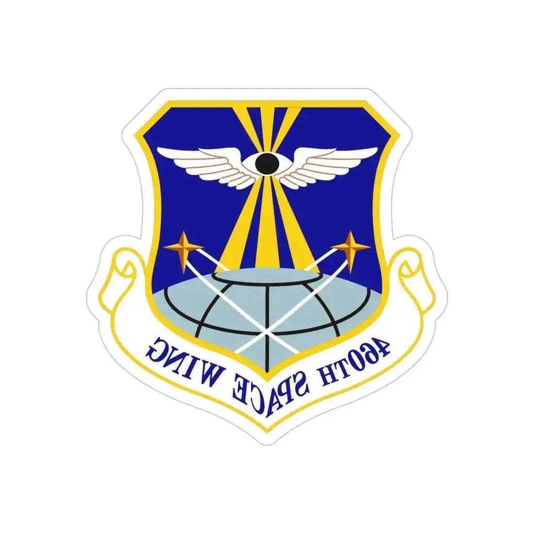 460th Space Wing (U.S. Air Force) REVERSE PRINT Transparent Die-Cut STICKER 5 Inch Die-Cut Transparent - The Sticker Space