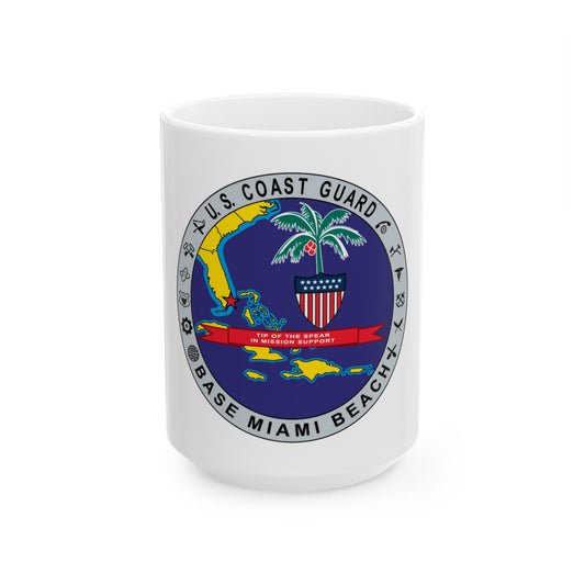 Base Miami Beach (U.S. Coast Guard) White Coffee Mug-15oz-The Sticker Space
