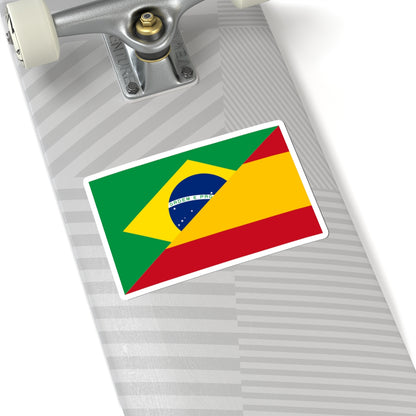 Flag of Brazil and Spain (Spain) STICKER Vinyl Kiss-Cut Decal