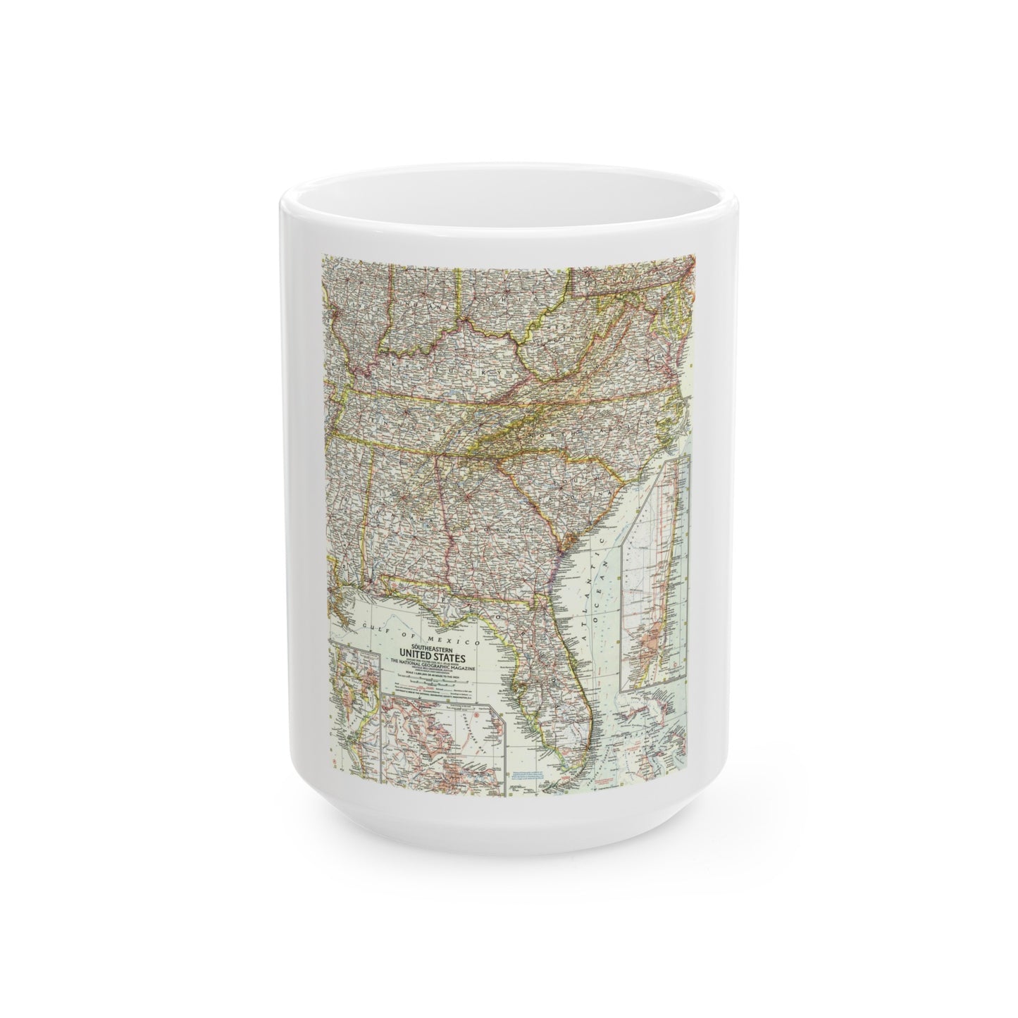 USA - Southeastern (1958) (Map) White Coffee Mug-15oz-The Sticker Space