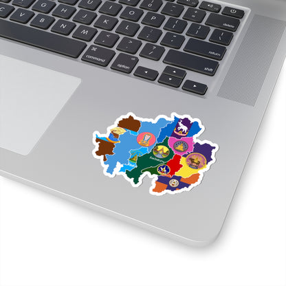 Flag map of Thai provinces Northern Region (Thailand) STICKER Vinyl Kiss-Cut Decal