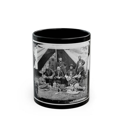 The Peninsula, Va. The Staff Of Gen. Fitz-John Porter; Lts. William G. Jones And George A. Custer Reclining (U.S. Civil War) Black Coffee Mug