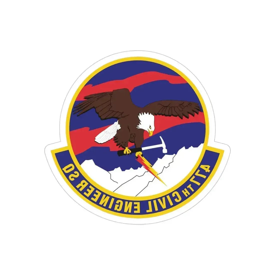 477th Civil Engineer Squadron (U.S. Air Force) REVERSE PRINT Transparent Die-Cut STICKER 4 Inch Die-Cut Transparent - The Sticker Space