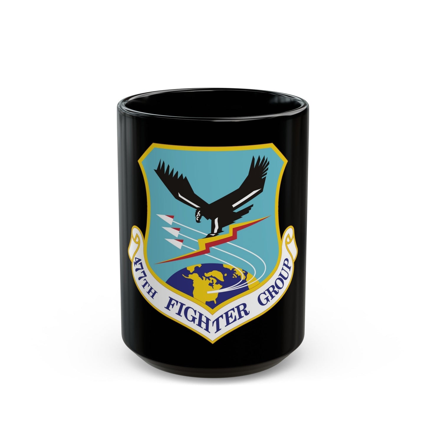 477th Fighter Group (U.S. Air Force) Black Coffee Mug-15oz-The Sticker Space