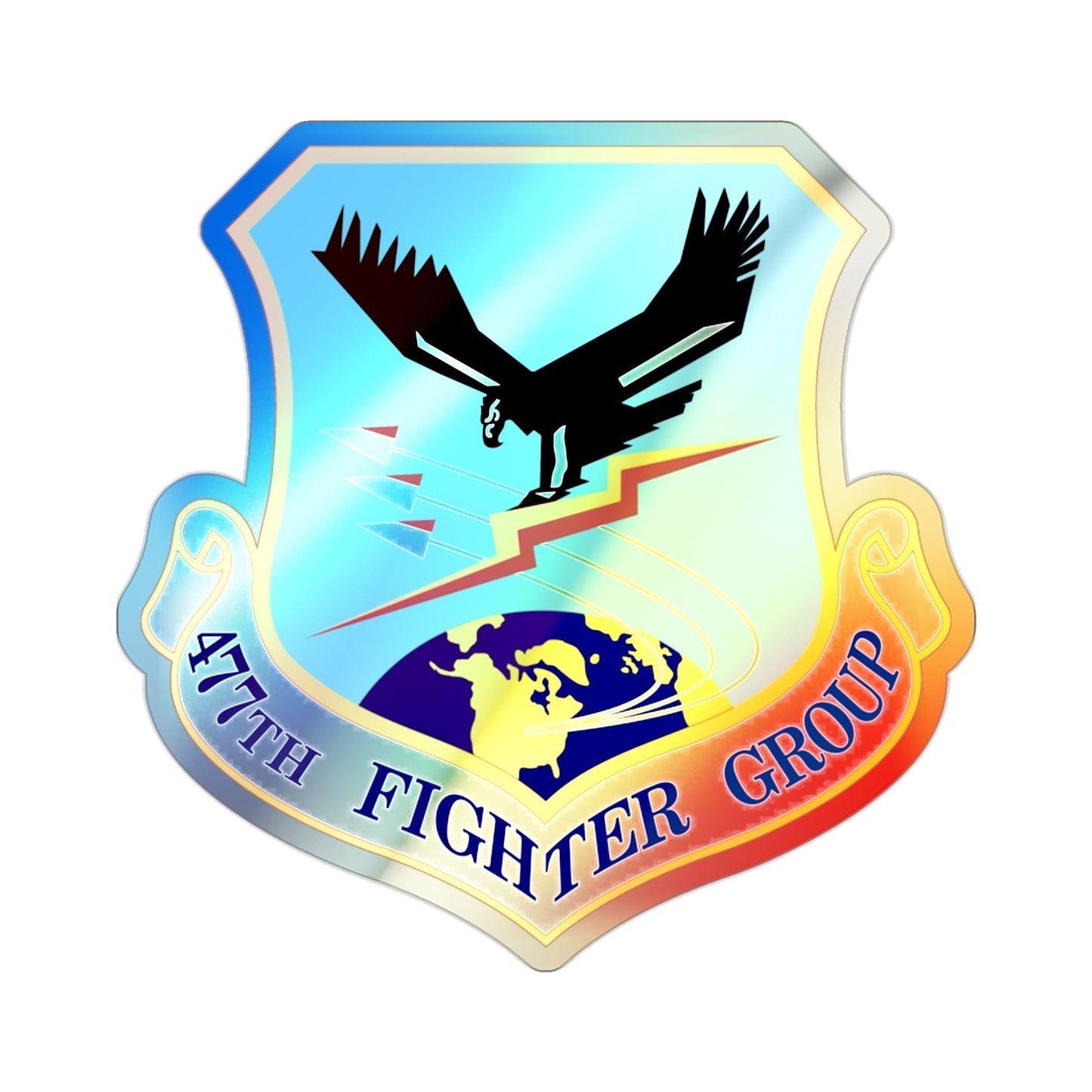 477th Fighter Group (U.S. Air Force) Holographic STICKER Die-Cut Vinyl Decal-2 Inch-The Sticker Space