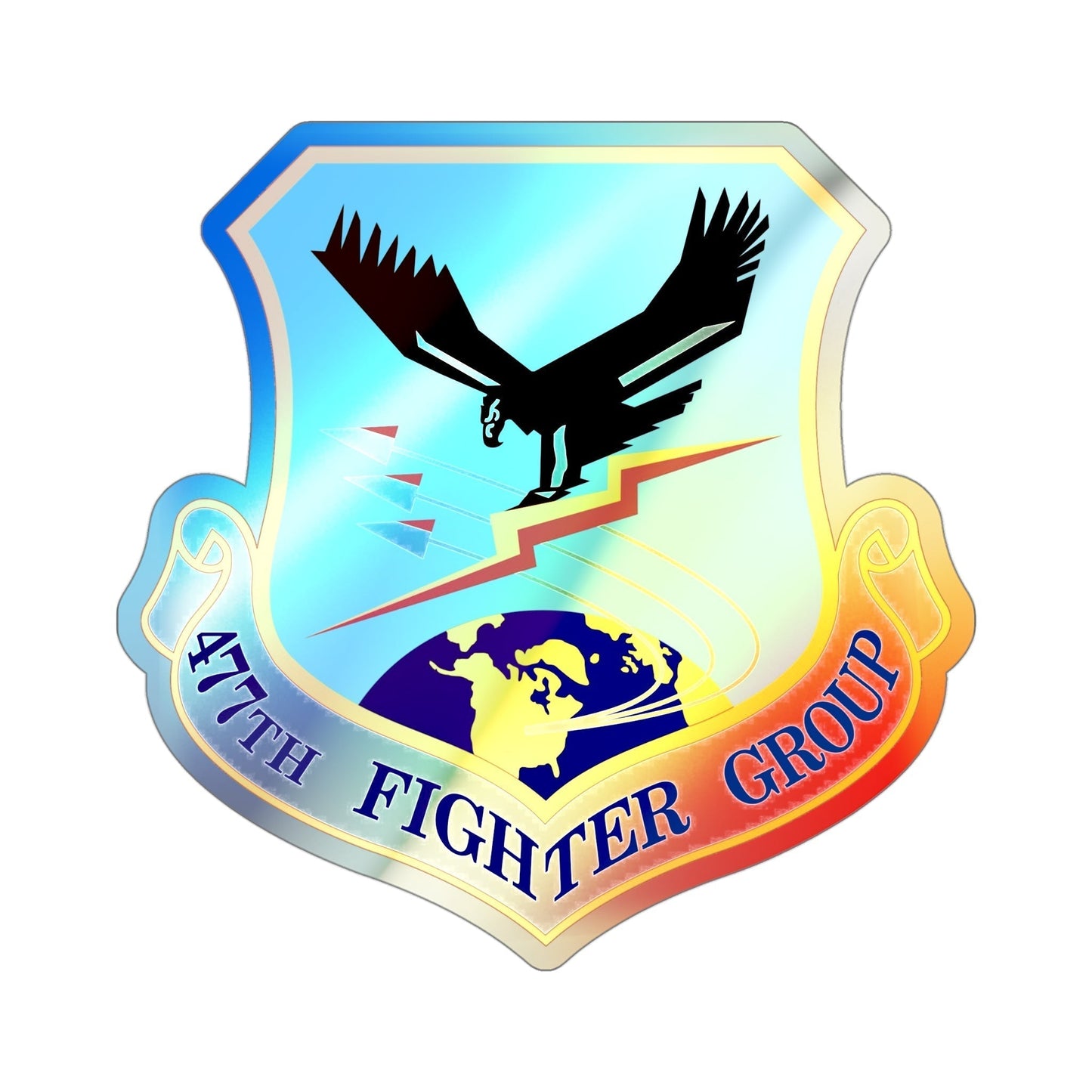 477th Fighter Group (U.S. Air Force) Holographic STICKER Die-Cut Vinyl Decal-4 Inch-The Sticker Space