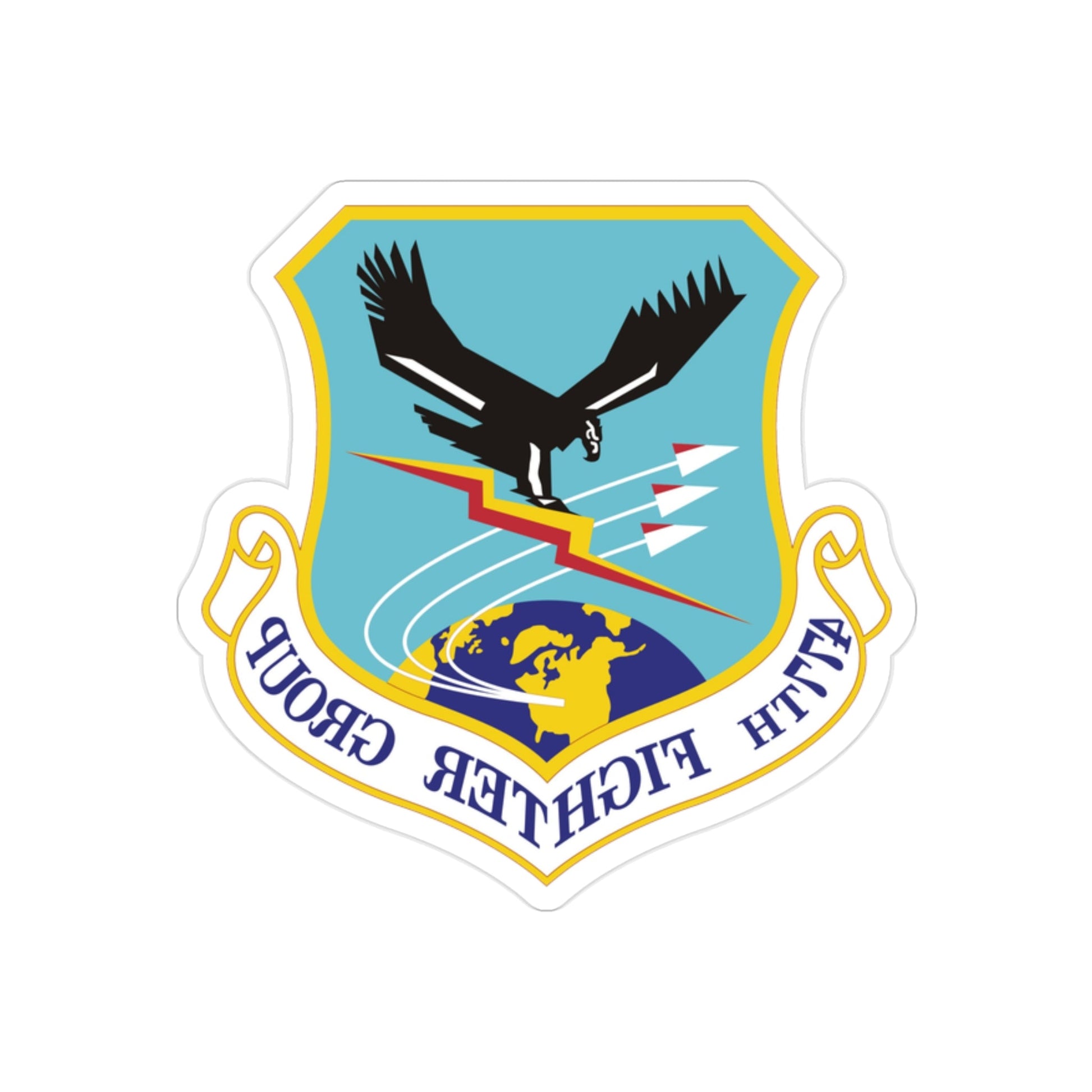 477th Fighter Group (U.S. Air Force) REVERSE PRINT Transparent STICKER-2" × 2"-The Sticker Space