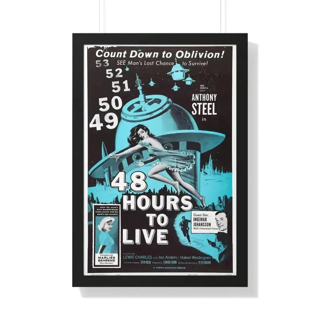 48 HOURS TO LIVE 1959 - Framed Movie Poster 20" x 30" Black - The Sticker Space