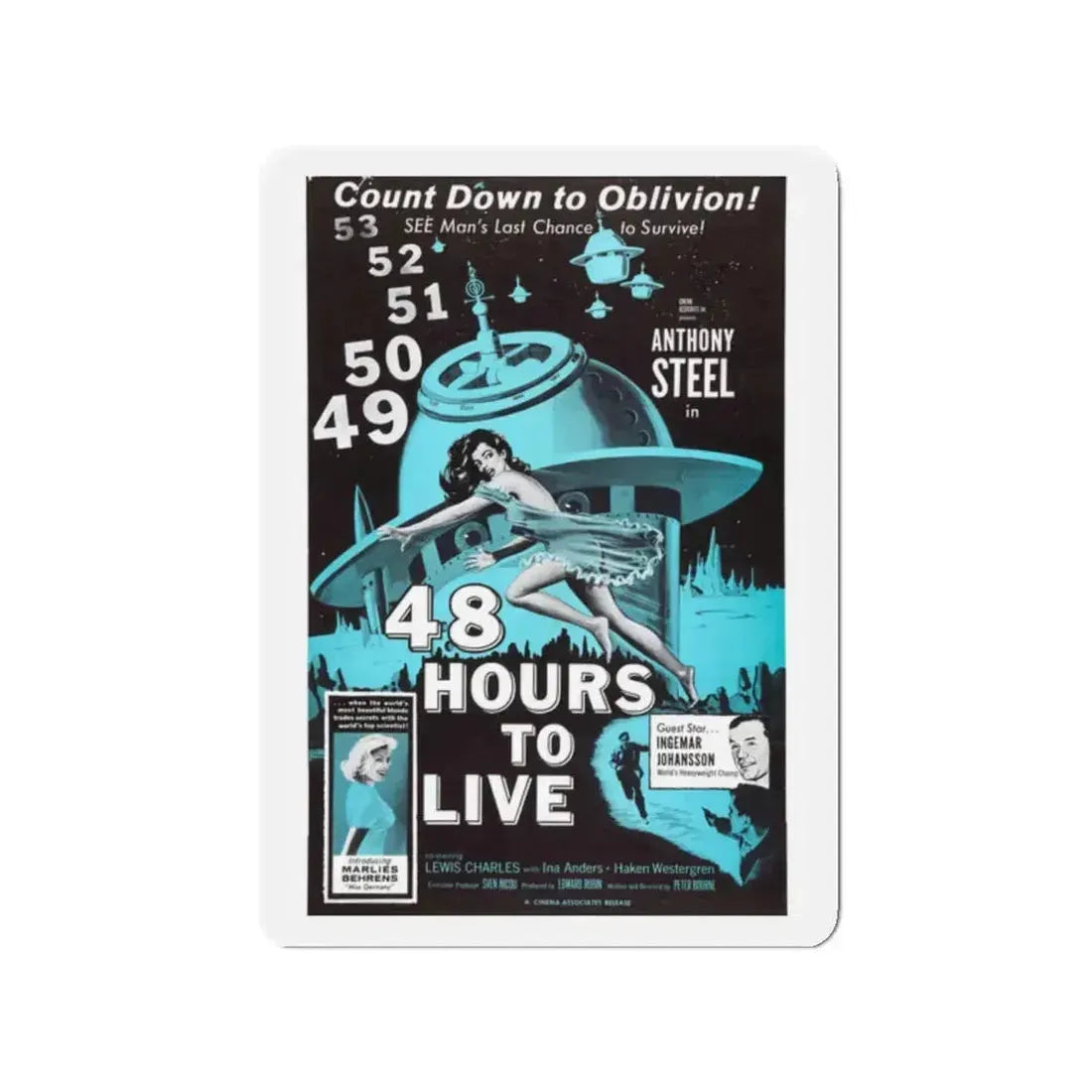 48 HOURS TO LIVE 1959 Movie Poster - Refrigerator Magnet 2 Inch - The Sticker Space