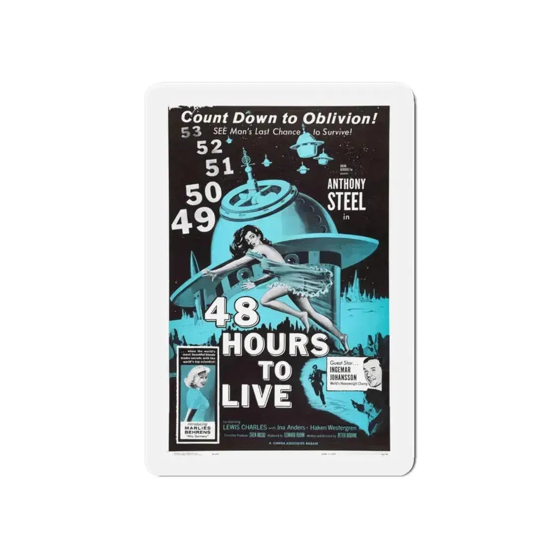 48 HOURS TO LIVE 1959 Movie Poster - Refrigerator Magnet 6 Inch - The Sticker Space