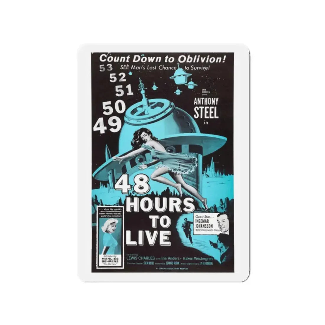 48 HOURS TO LIVE 1959 Movie Poster - Refrigerator Magnet - The Sticker Space