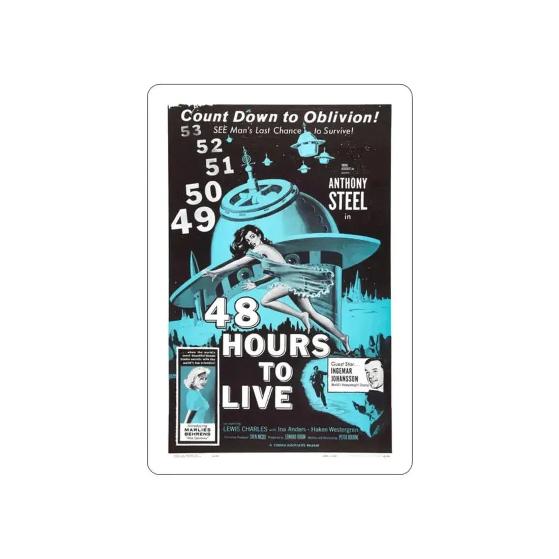 48 HOURS TO LIVE 1959 Movie Poster STICKER Vinyl Die-Cut Decal 2 Inch - The Sticker Space