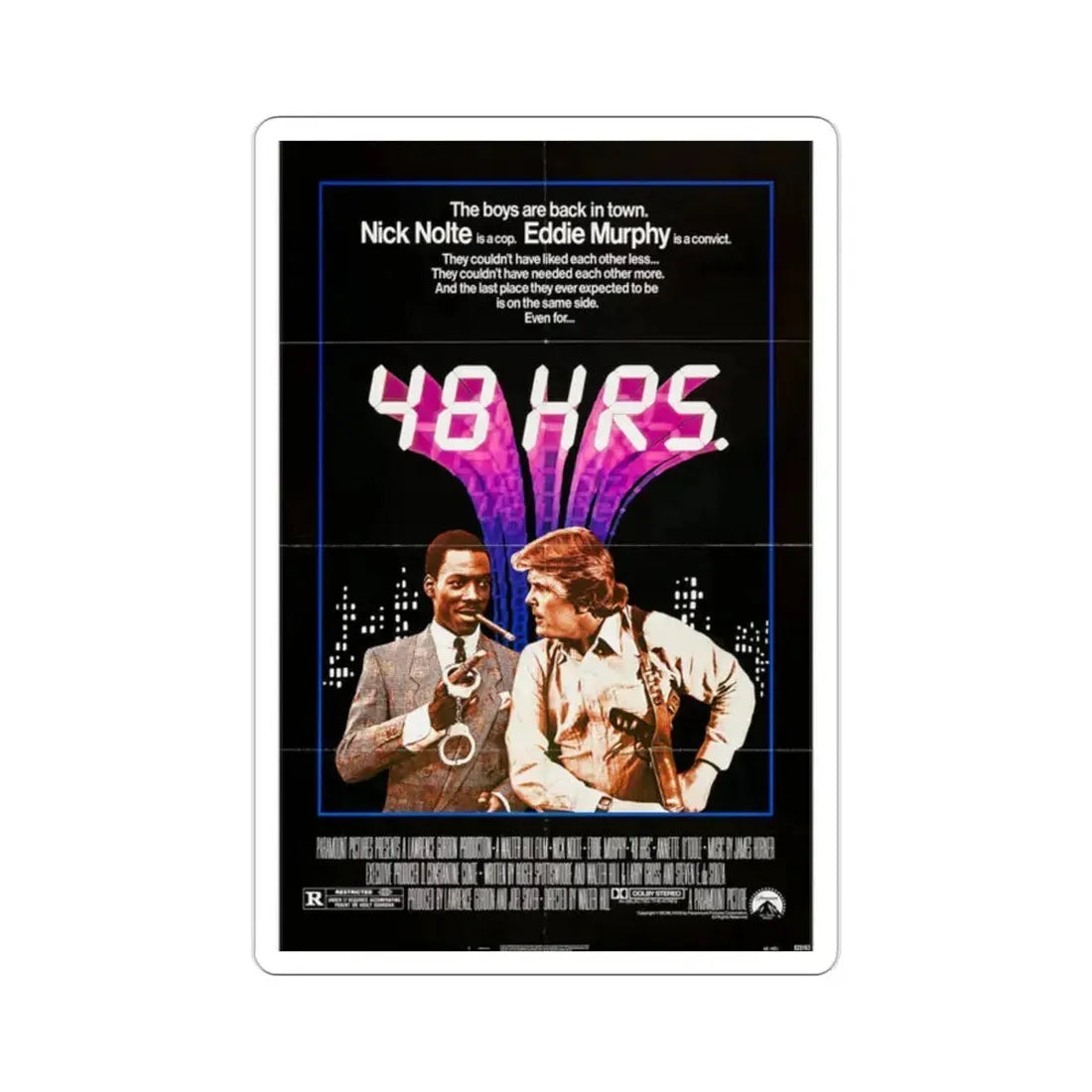 48 Hrs 1982 Movie Poster STICKER Vinyl Die-Cut Decal 2 Inch - The Sticker Space