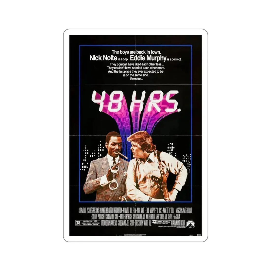 48 Hrs 1982 Movie Poster STICKER Vinyl Die-Cut Decal 6 Inch - The Sticker Space
