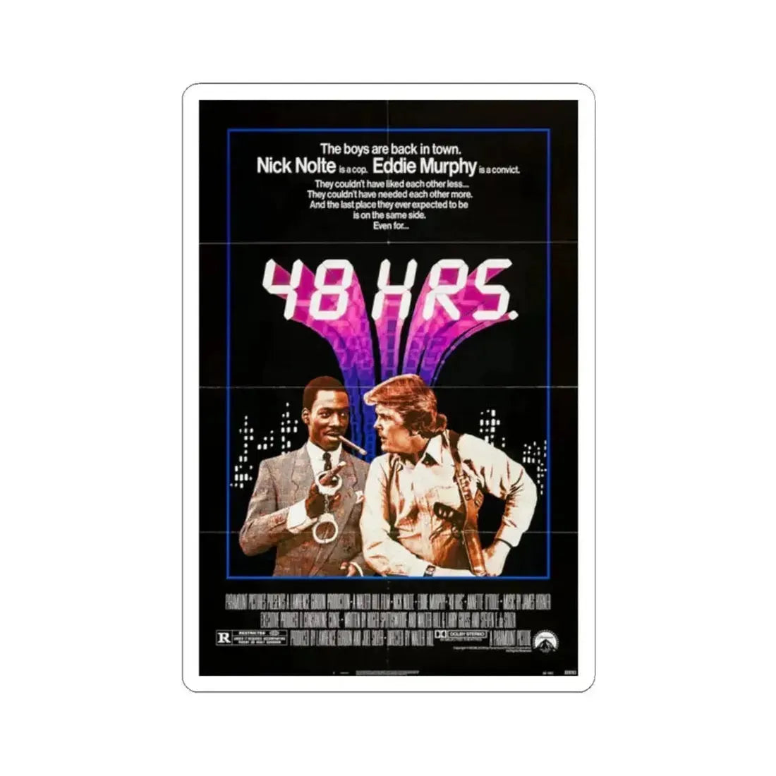 48 Hrs 1982 Movie Poster - STICKER Vinyl Kiss-Cut Decal 2 Inch White - The Sticker Space