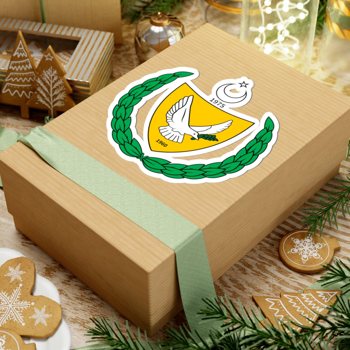 Coat of arms of the Turkish Federated State of Cyprus - STICKER Vinyl Kiss-Cut Decal