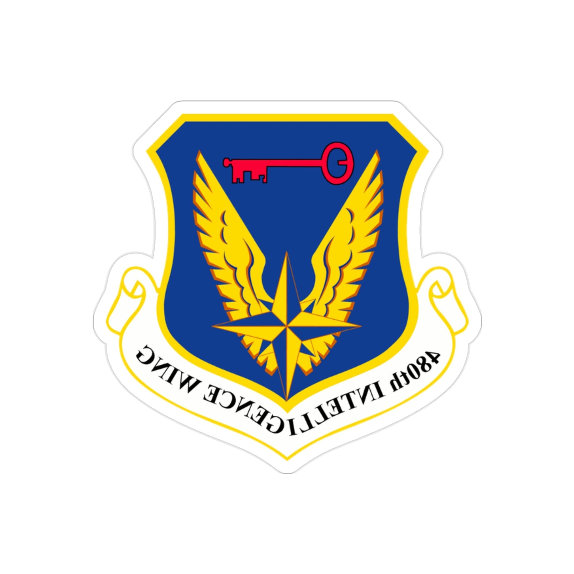 480th Intelligence Wing (U.S. Air Force) REVERSE PRINT Transparent STICKER-2" × 2"-The Sticker Space