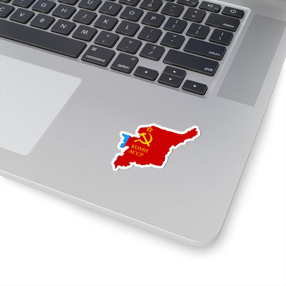 Flag-map of Komi ASSR (Russia) STICKER Vinyl Kiss-Cut Decal