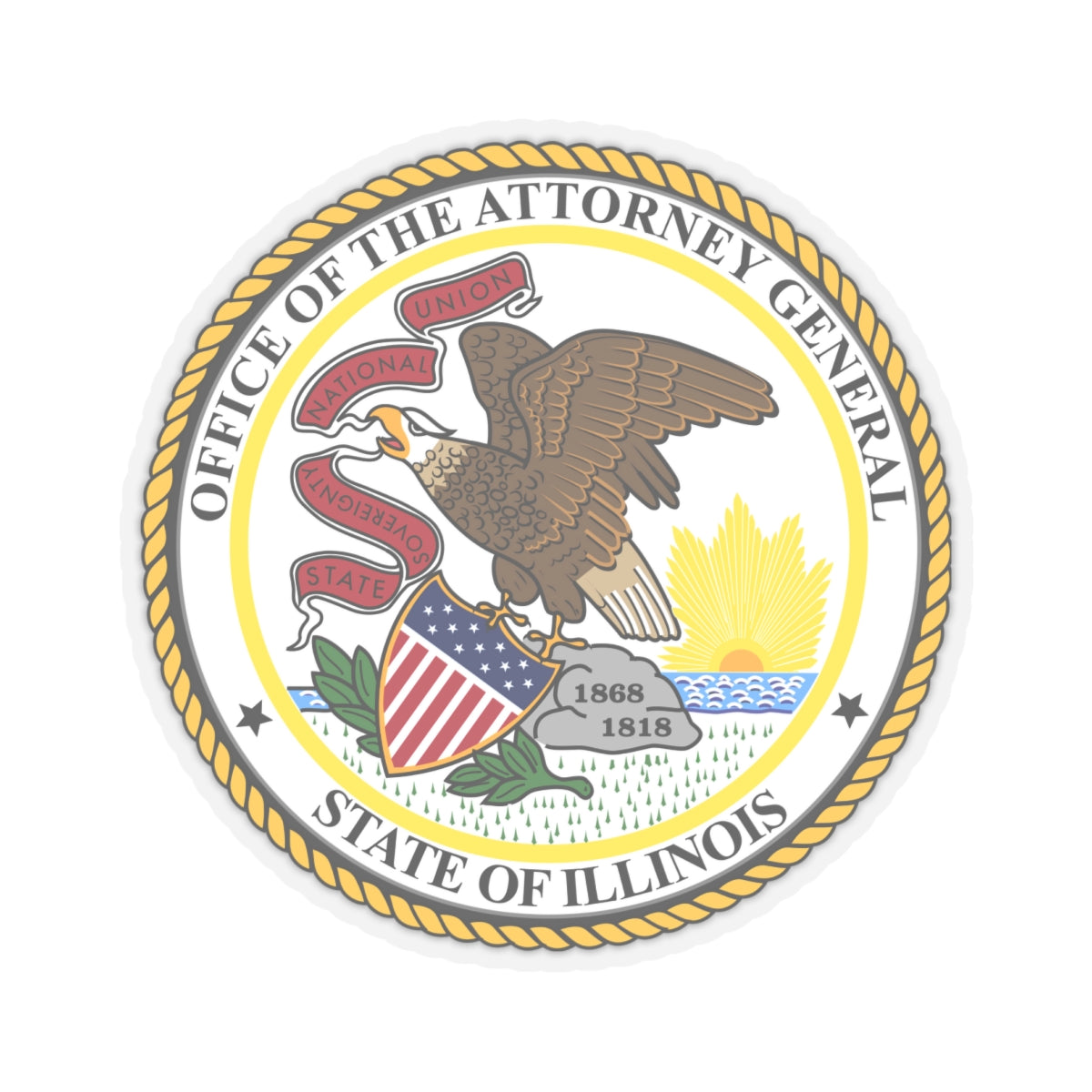 Seal of the Attorney General of Illinois - STICKER Vinyl Kiss-Cut Decal