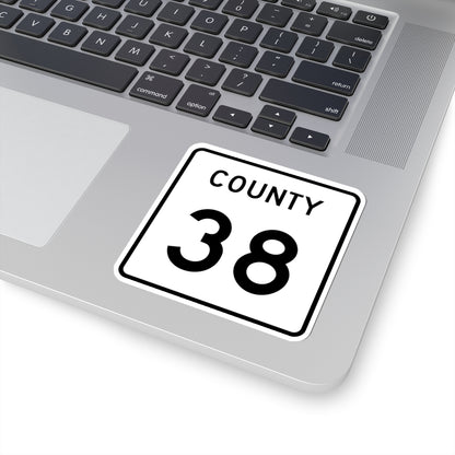 County 38 square (Minnesota) (Road Sign) STICKER Vinyl Kiss-Cut Decal
