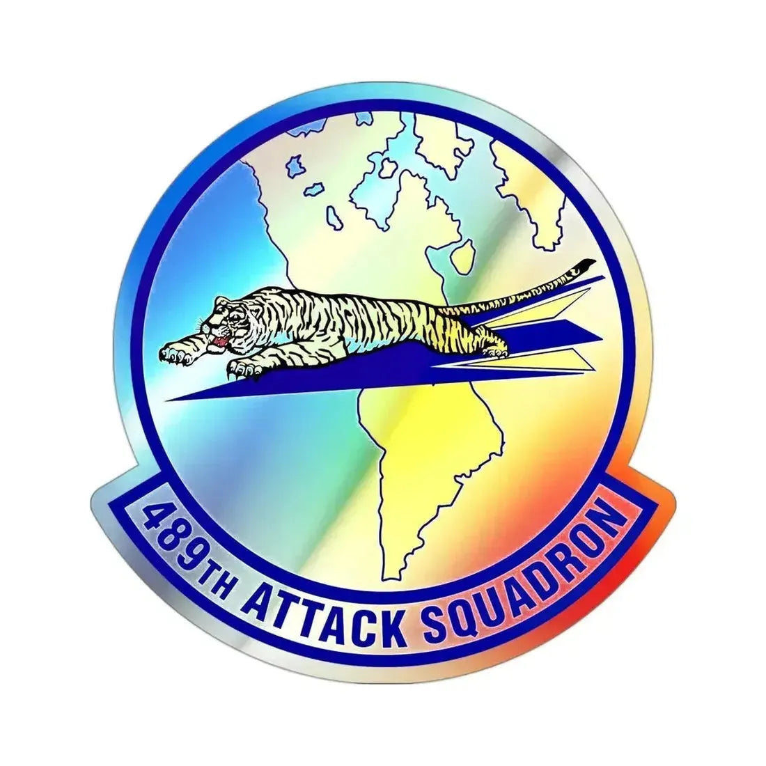489 Attack Sq ACC (U.S. Air Force) Holographic STICKER Die-Cut Vinyl Decal 3 Inch Holographic - The Sticker Space