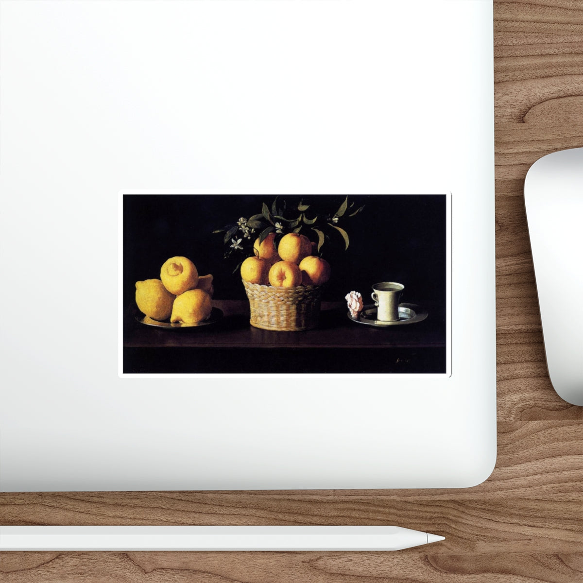 ZURBARAN, Francisco de - Still-life with Lemons, Oranges and Rose (Artwork) STICKER Vinyl Die-Cut Decal