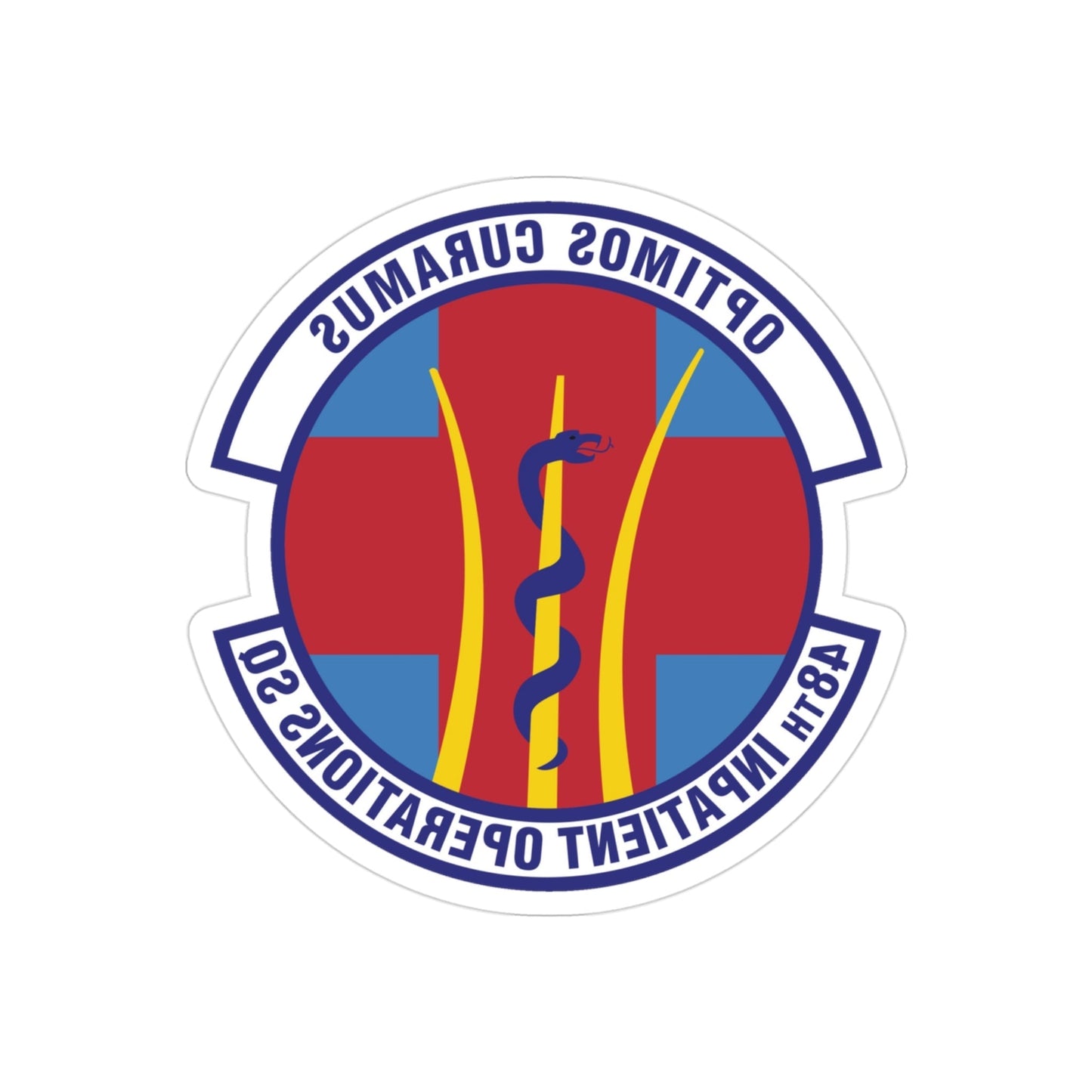 48th Inpatient Operations Squadron (U.S. Air Force) REVERSE PRINT Transparent STICKER-3" × 3"-The Sticker Space