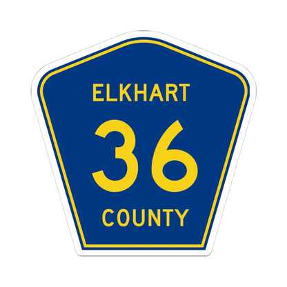Elkhart County Road 36 IN (Indiana) (Road Sign) STICKER Vinyl Kiss-Cut Decal