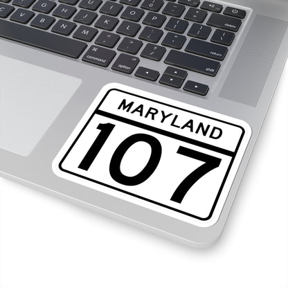 MD Route 107 (Maryland) (Road Sign) STICKER Vinyl Kiss-Cut Decal