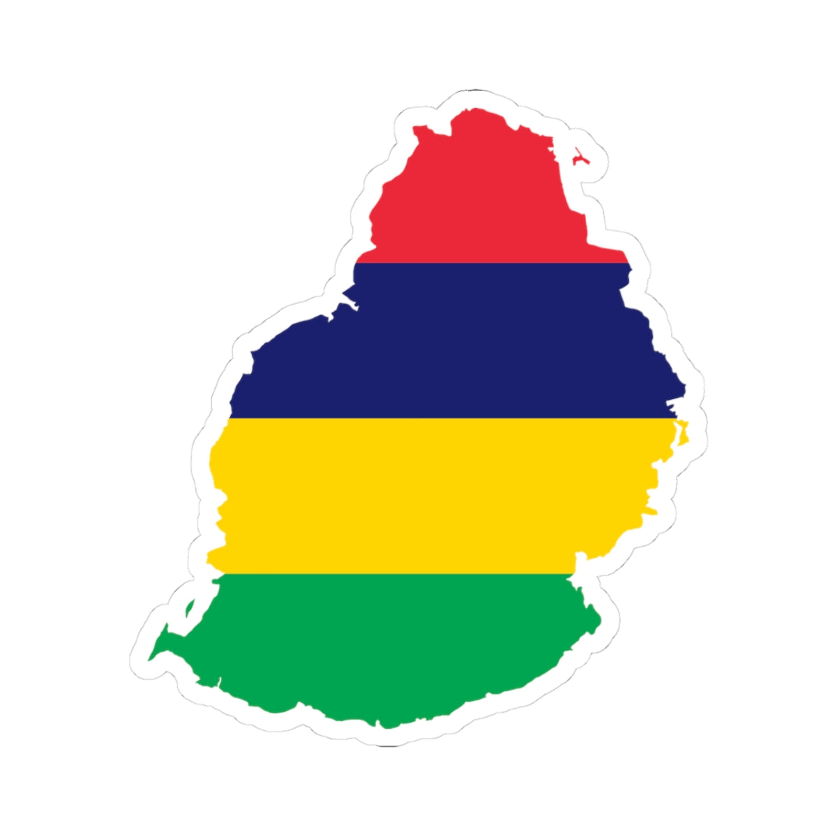 Map of Mauritius with flag (Mauritius) STICKER Vinyl Kiss-Cut Decal