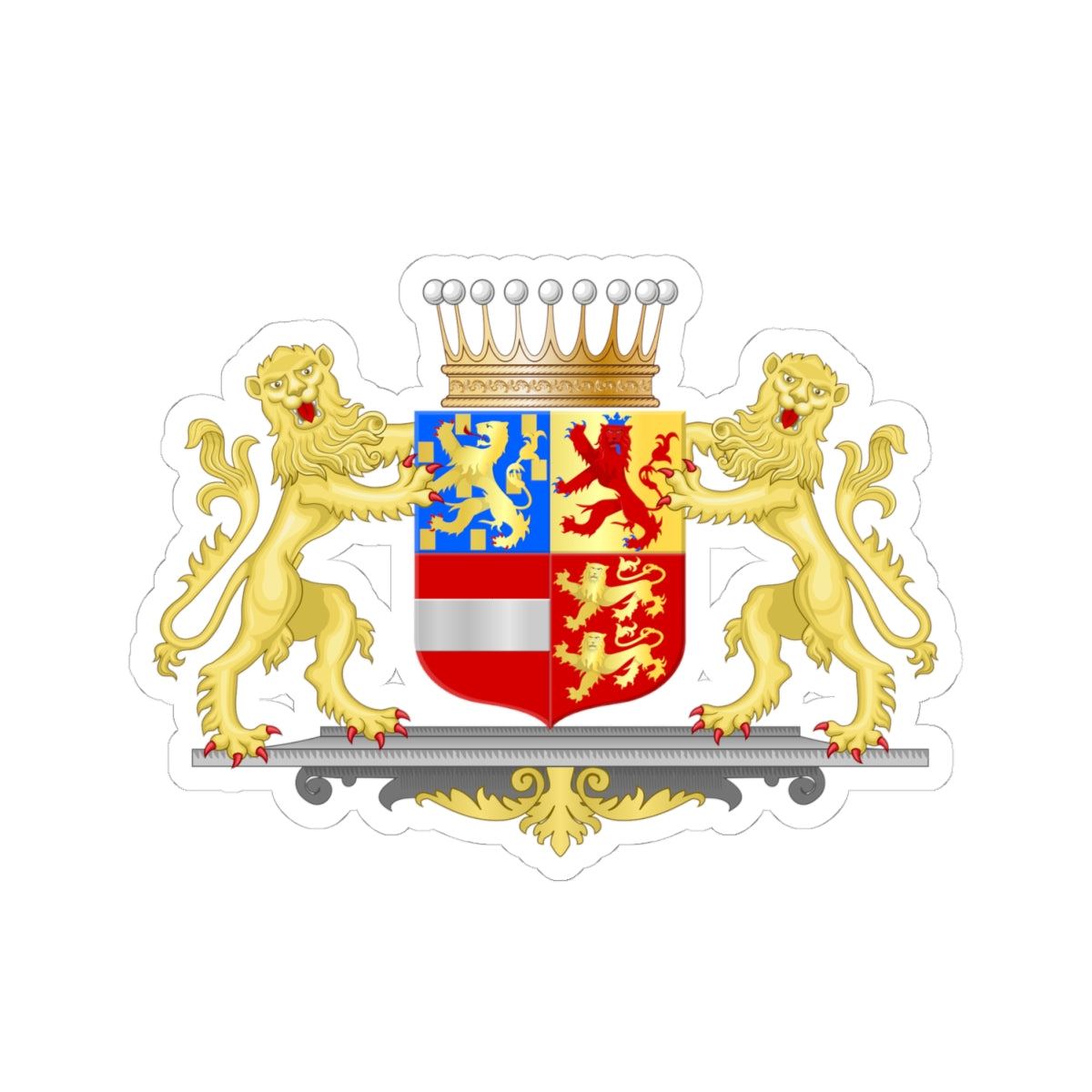 Achievement of Nassau Dillenburg Princely Counts (Netherlands) (Coat of Arms) STICKER Vinyl Kiss-Cut Decal