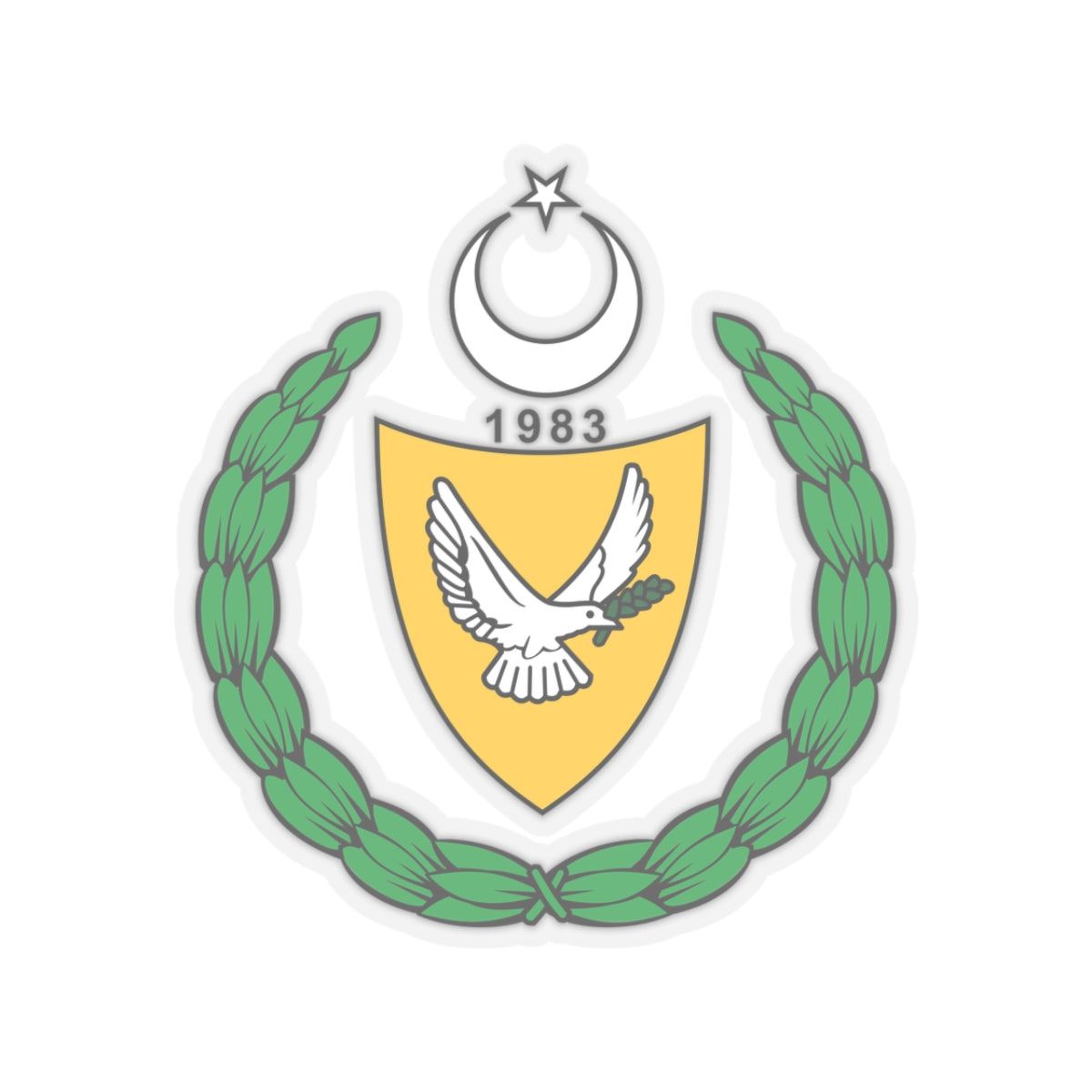 Coat of arms of the Turkish Republic of Northern Cyprus (1983-2007) - STICKER Vinyl Kiss-Cut Decal