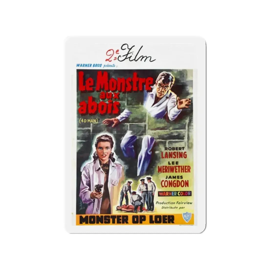 4D MAN (BELGIAN) 1959 Movie Poster - Refrigerator Magnet 2 Inch - The Sticker Space