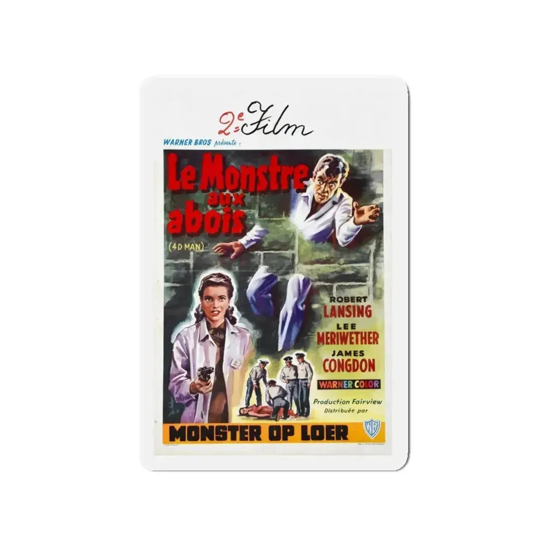 4D MAN (BELGIAN) 1959 Movie Poster - Refrigerator Magnet 4 Inch - The Sticker Space