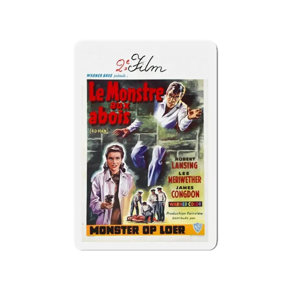 4D MAN (BELGIAN) 1959 Movie Poster - Refrigerator Magnet 4 Inch - The Sticker Space