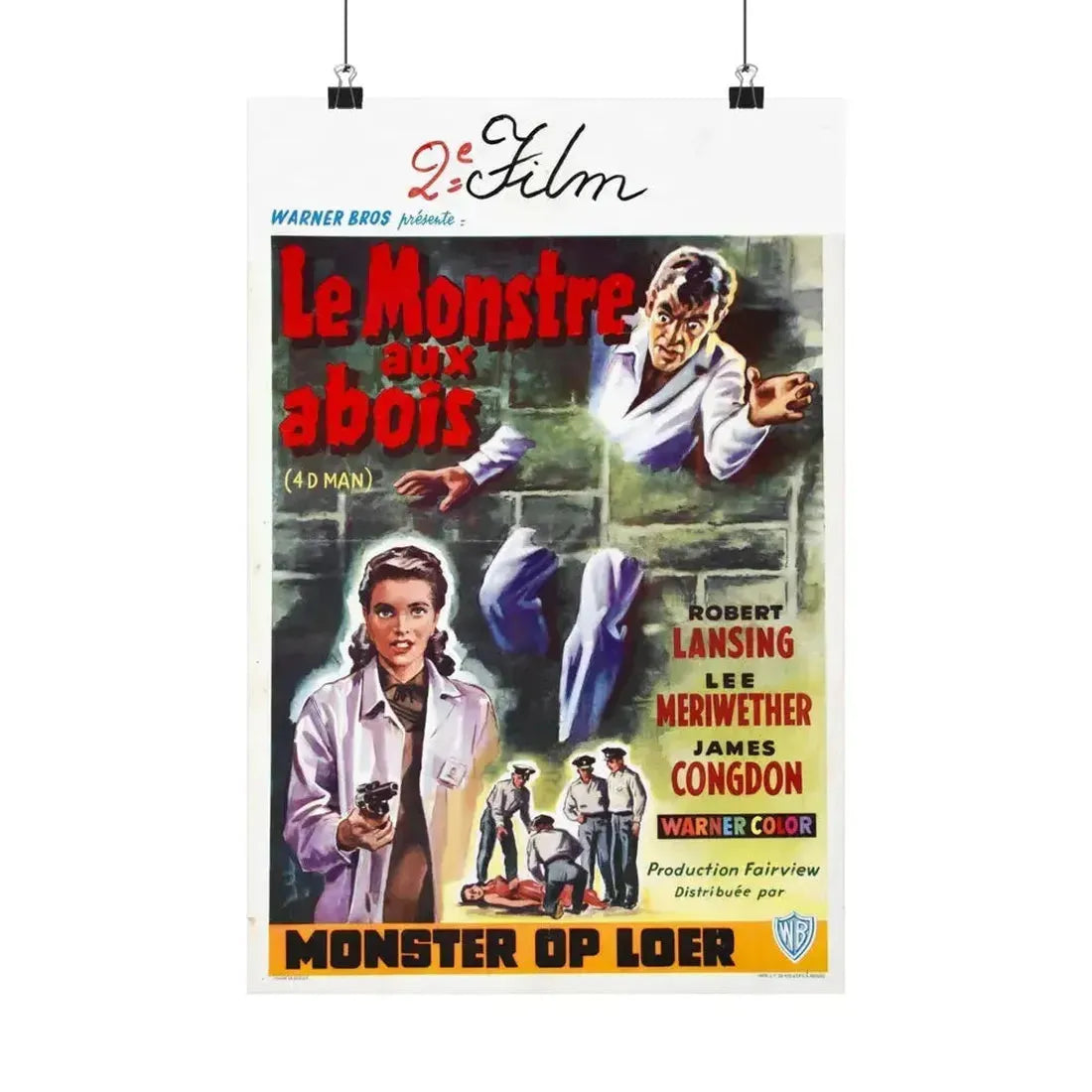 4D MAN (BELGIAN) 1959 - Paper Movie Poster 12″ x 18″ Matte - The Sticker Space