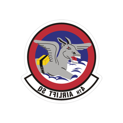 4th Airlift Squadron (U.S. Air Force) REVERSE PRINT Transparent STICKER-2" × 2"-The Sticker Space