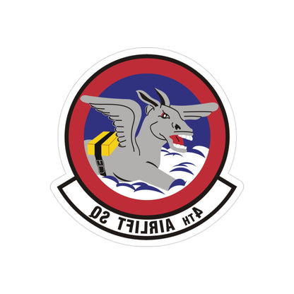 4th Airlift Squadron (U.S. Air Force) REVERSE PRINT Transparent STICKER-3" × 3"-The Sticker Space