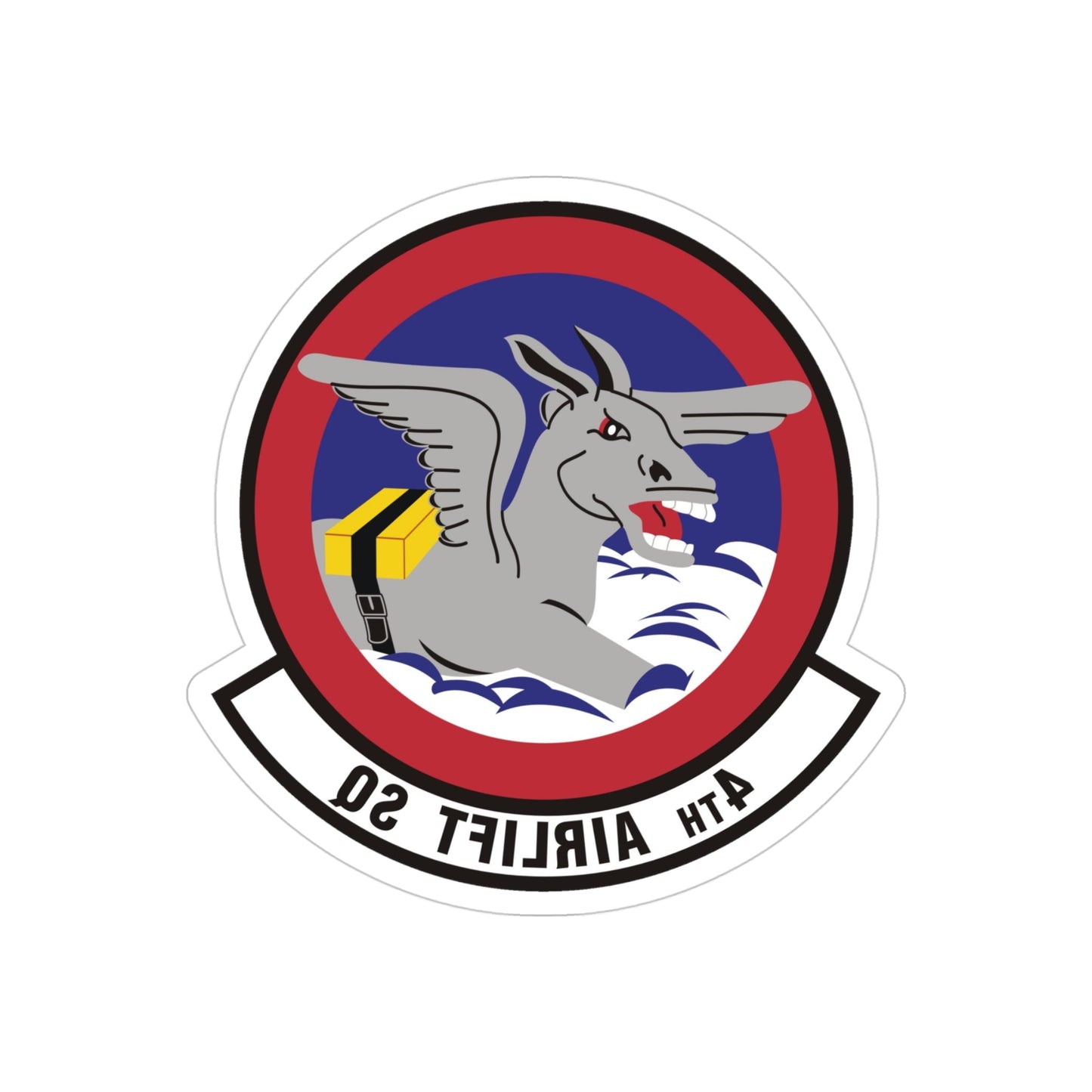 4th Airlift Squadron (U.S. Air Force) REVERSE PRINT Transparent STICKER-4" × 4"-The Sticker Space