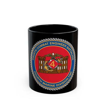 4th CE Bn 4th Mar Div (USMC) Black Coffee Mug-11oz-The Sticker Space