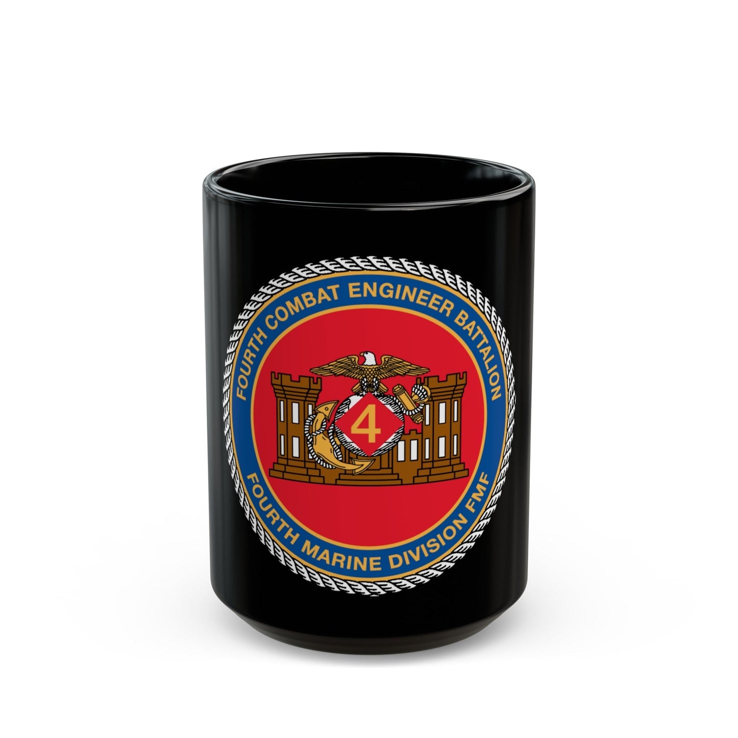 4th CE Bn 4th Mar Div (USMC) Black Coffee Mug-15oz-The Sticker Space