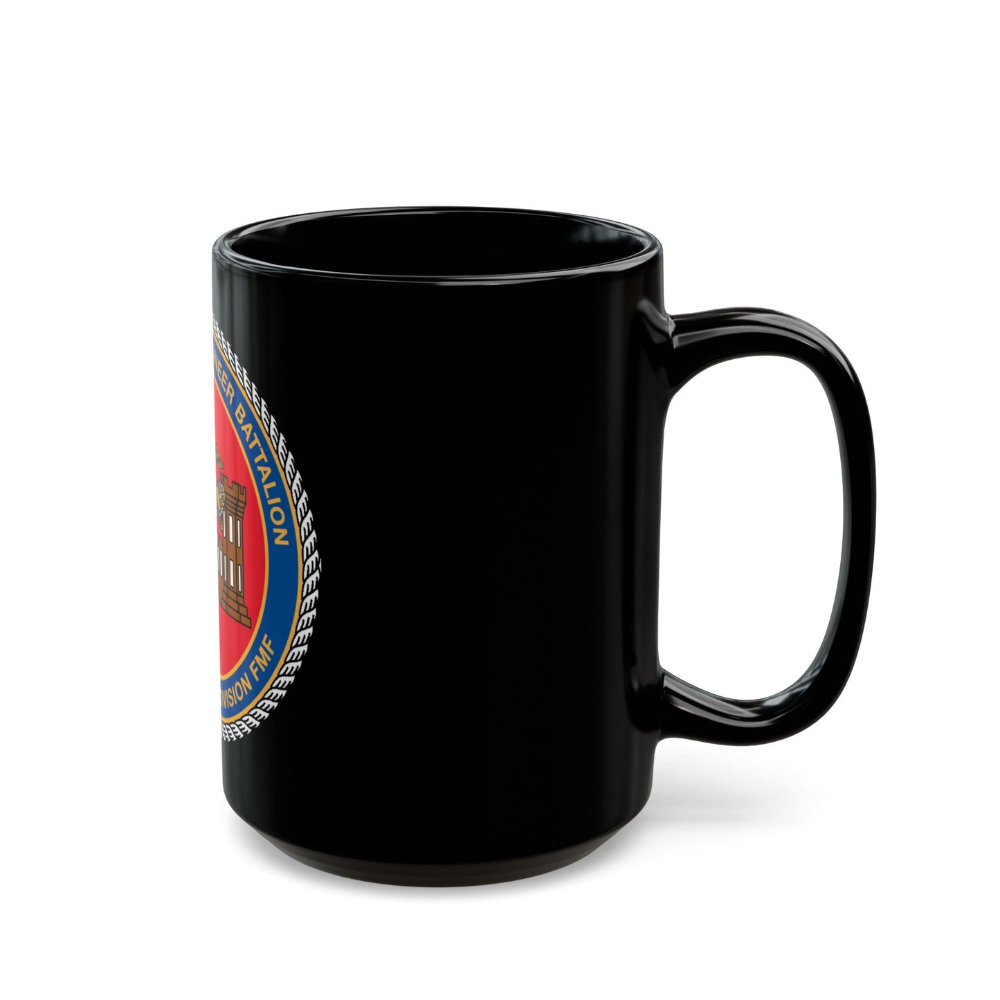 4th CE Bn 4th Mar Div (USMC) Black Coffee Mug-The Sticker Space