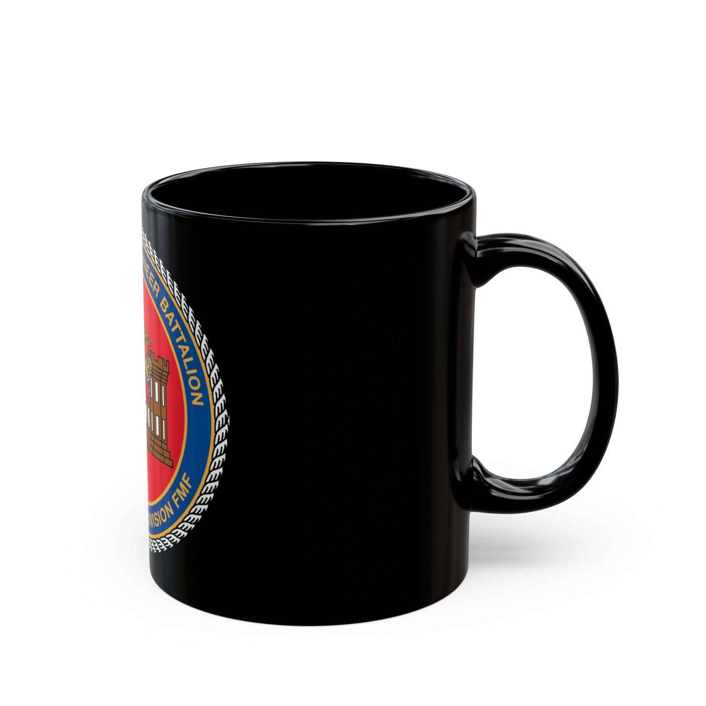 4th CE Bn 4th Mar Div (USMC) Black Coffee Mug-The Sticker Space