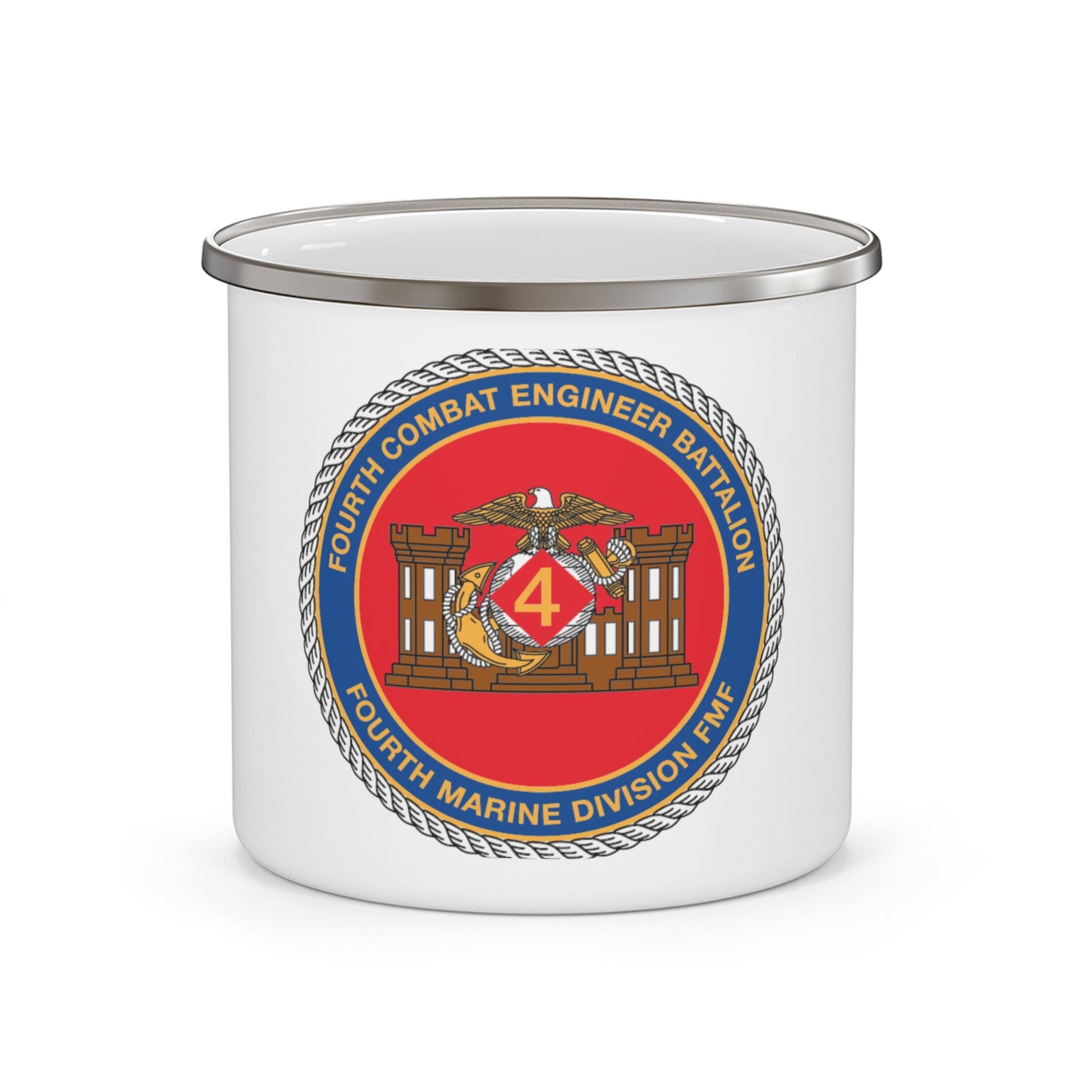 4th CE Bn 4th Mar Div (USMC) Enamel Mug-12oz-The Sticker Space